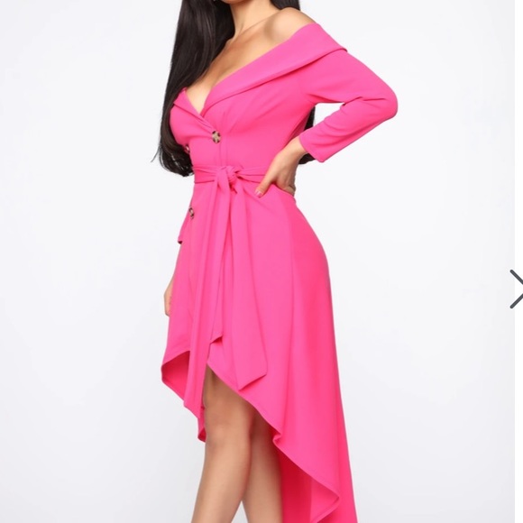 🆕 Fashion Nova “Take Me Away” High Low Ultra Pink Dress…NEW!!! Size Small - Picture 3 of 11